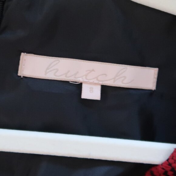 Anthropologie Hutch Red & Black Tweed V-neck Sleeveless Flare Midi Dress Size 8 - Picture 10 of 12